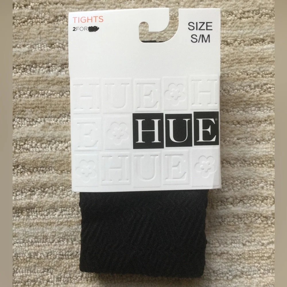 HUE Diamond Textured Tights with Control Top Black Size S | M